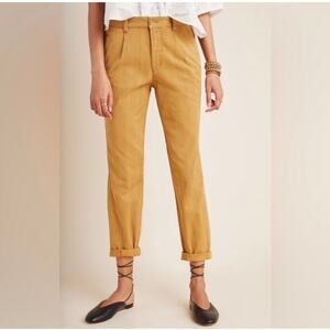 Anthropologie Scout Slim Pleated Chino Pants Wheat Brown Size 30